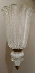 Large Pair of Mid-Century White Murano Glass Sconces