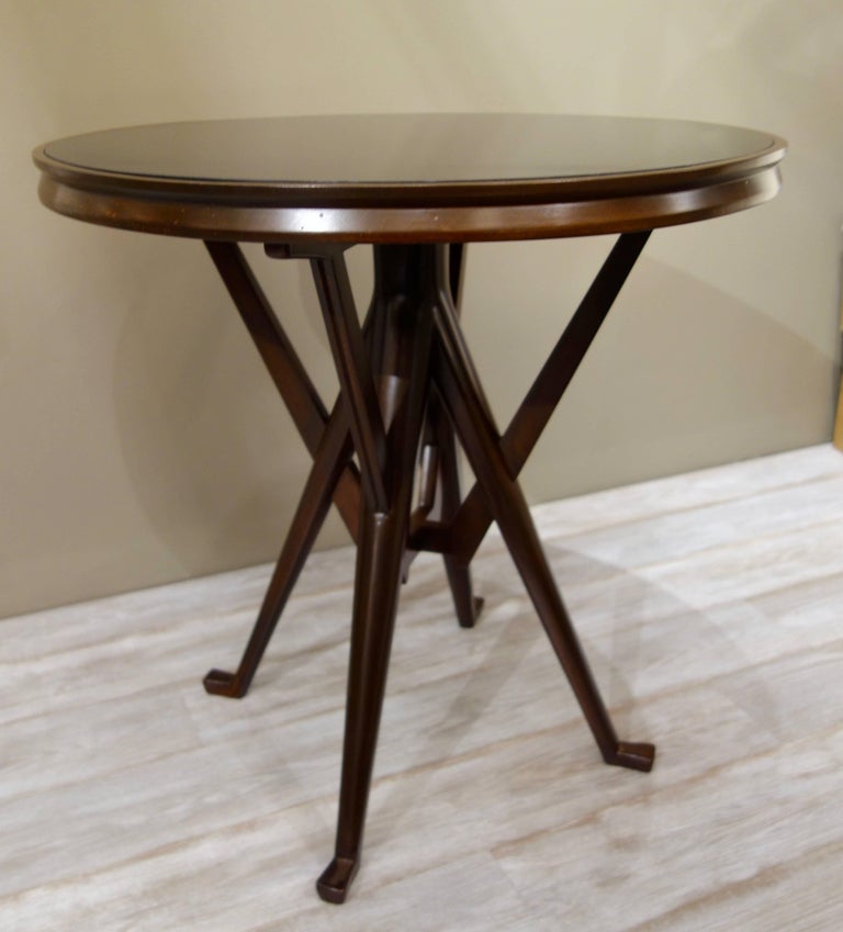 Pair of Cassina 1950s Italian Wood and Glass Circular Side ...