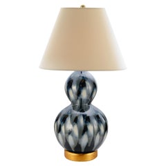 Blue Pheasant Feather Ceramic Lamp, Small, by Bunny Williams Home