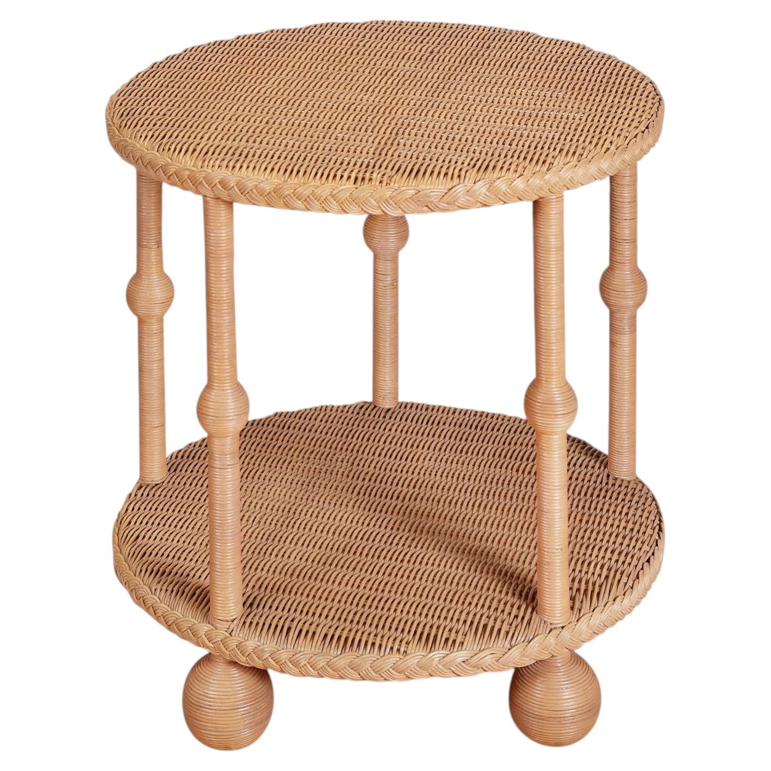 Bunny Williams Home Lucas Rattan Drinks Table, Indoors For Sale