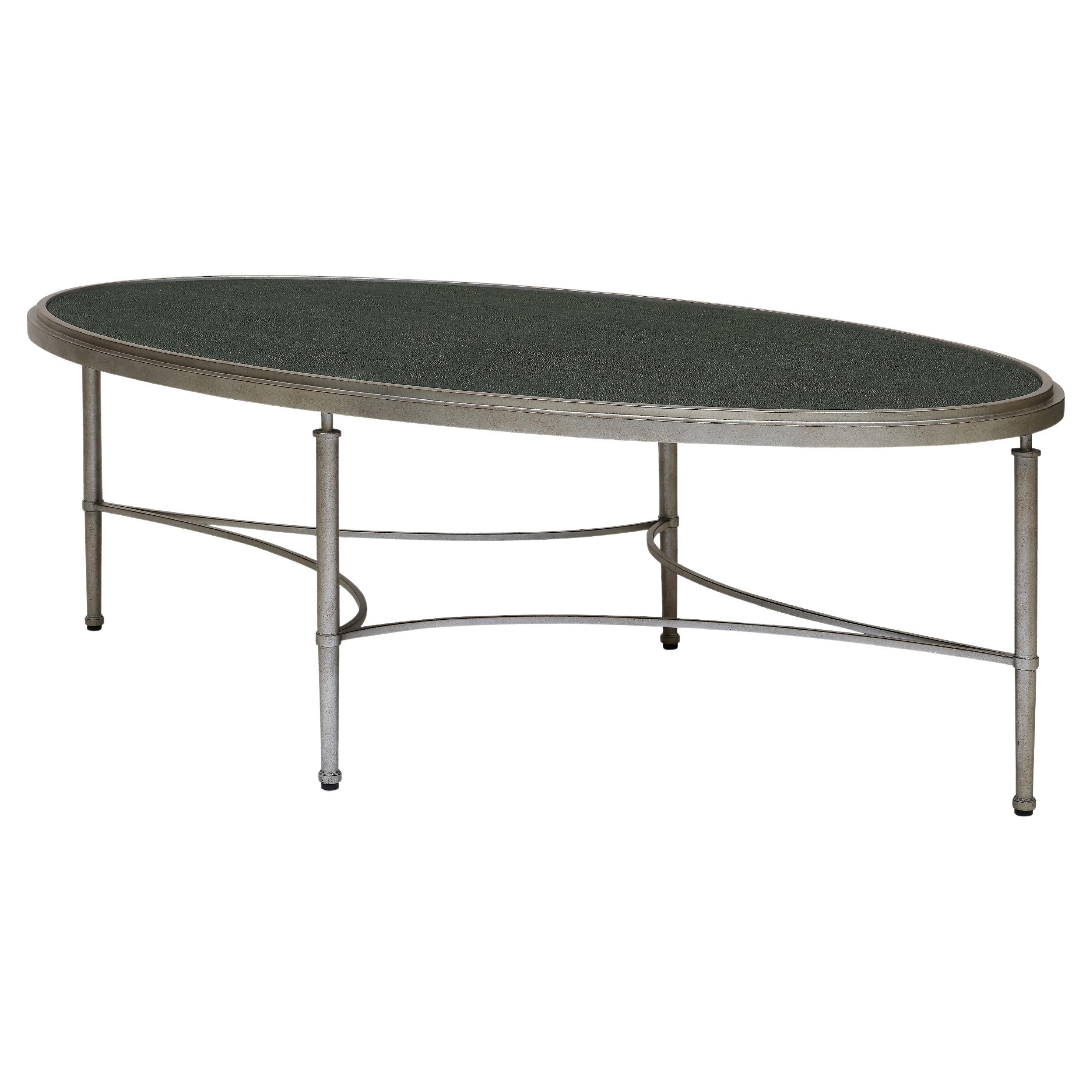 Faux Shagreen with Metal Base Coffee Table, Francis, by Bunny Williams Home im Angebot
