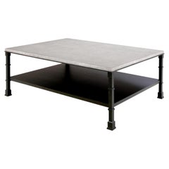 Faux Concrete with Steel Frame Coffee Table, Morrison, by Bunny Williams Home