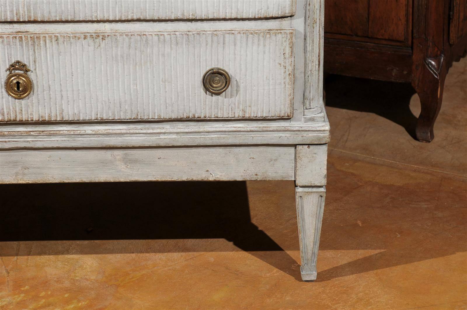 Late 18th Century Gustavian Period Two-Drawer Painted Commode with Reeded Motifs 3