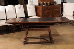 Swiss Wooden Draw-Leaf Extension Dining Table with Inset Slate Top, circa 1820