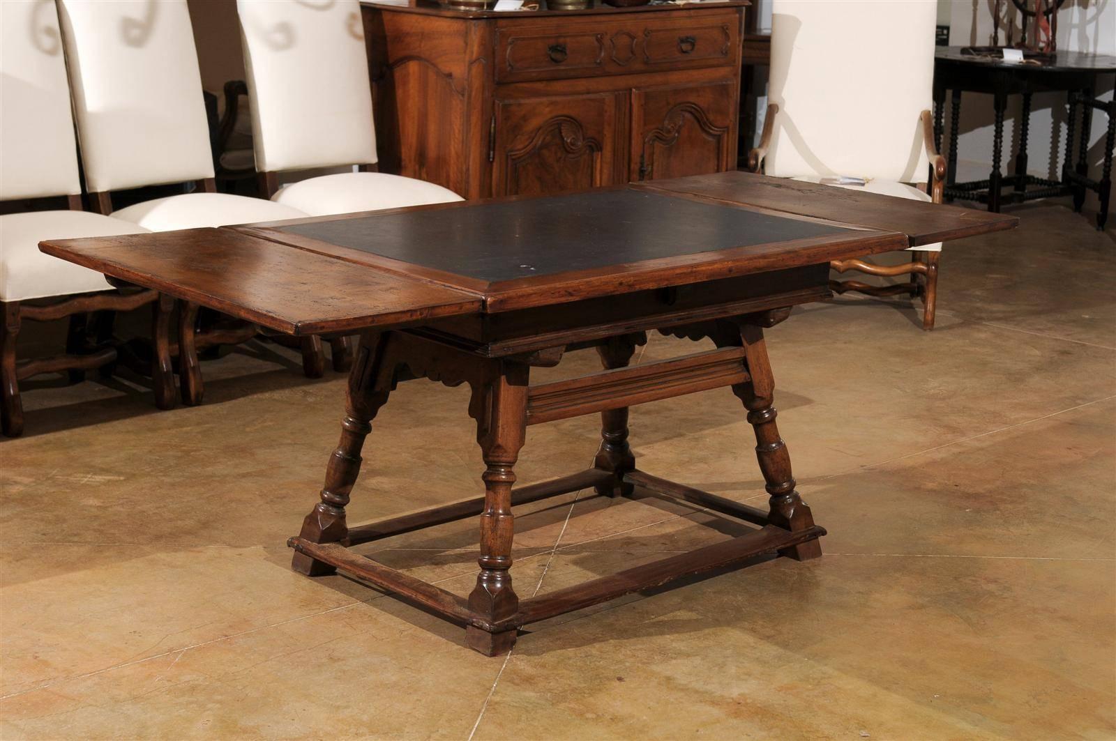 Swiss Wooden Draw-Leaf Extension Dining Table with Inset Slate Top, circa 1820 2