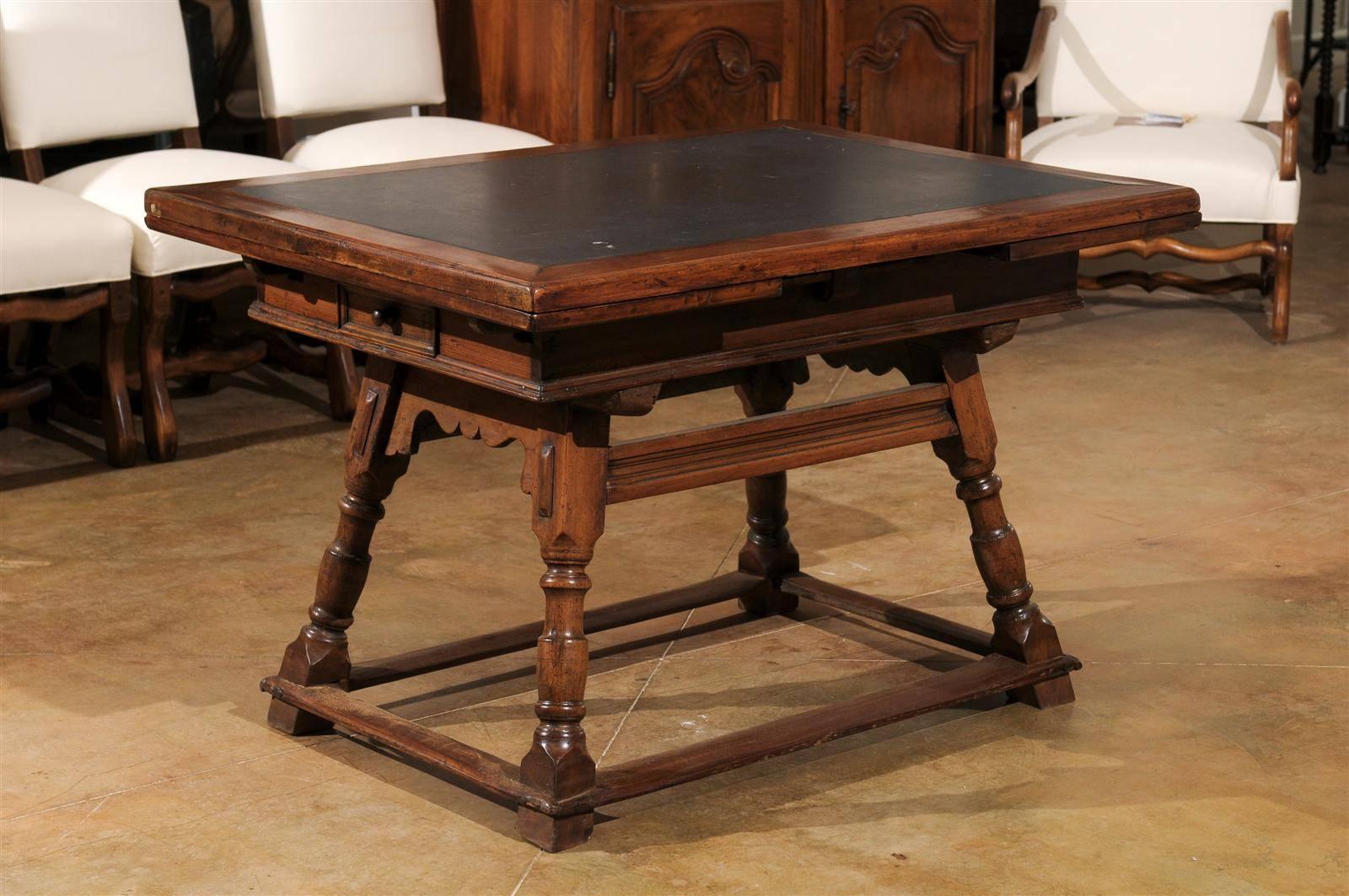 Swiss Wooden Draw-Leaf Extension Dining Table with Inset Slate Top, circa 1820 3