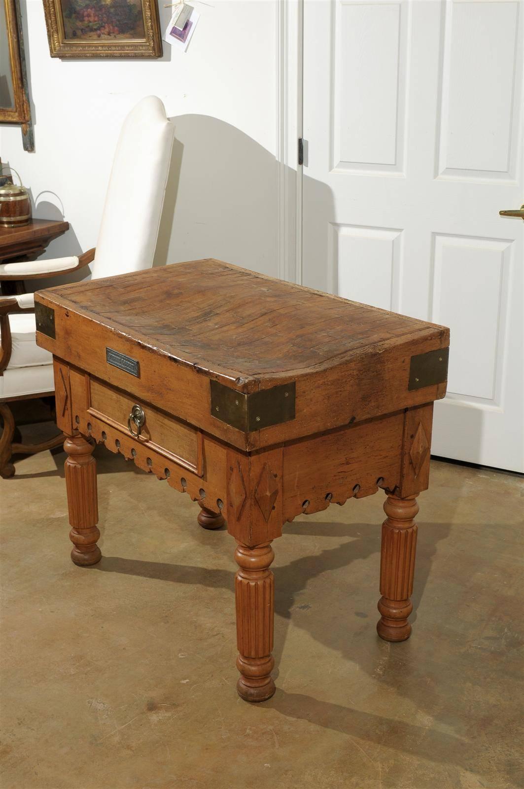 19th Century French Butcher Block 1