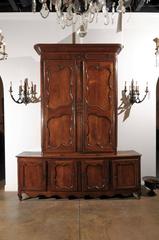 French 1750s Louis XV Style Cherry Buffet à Deux-Corps with Lower Enfilade