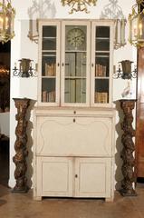 Swedish 19th Century Clock Cabinet Drop-Leaf Desk