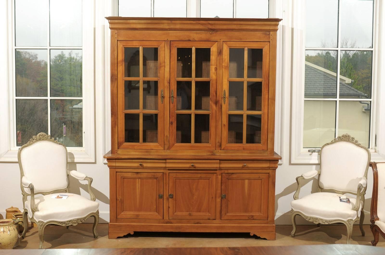 bookcase with glass doors and drawers