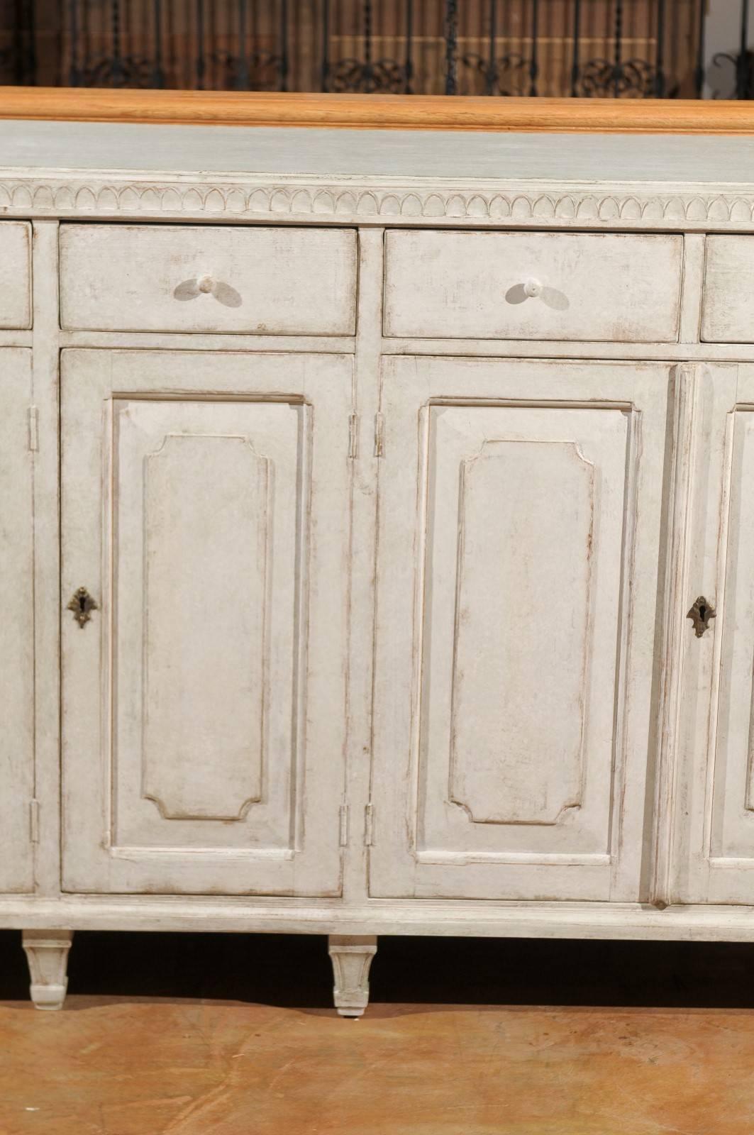 Swedish 1880s Painted Wood Enfilade with Five Drawers over Five Doors 1