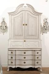 Swedish Mid 19th Century Rococo Style Tall Secretary with Broken Pediment