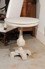Swedish Cream Painted Wood Guéridon Table with Pedestal Base, circa 1890