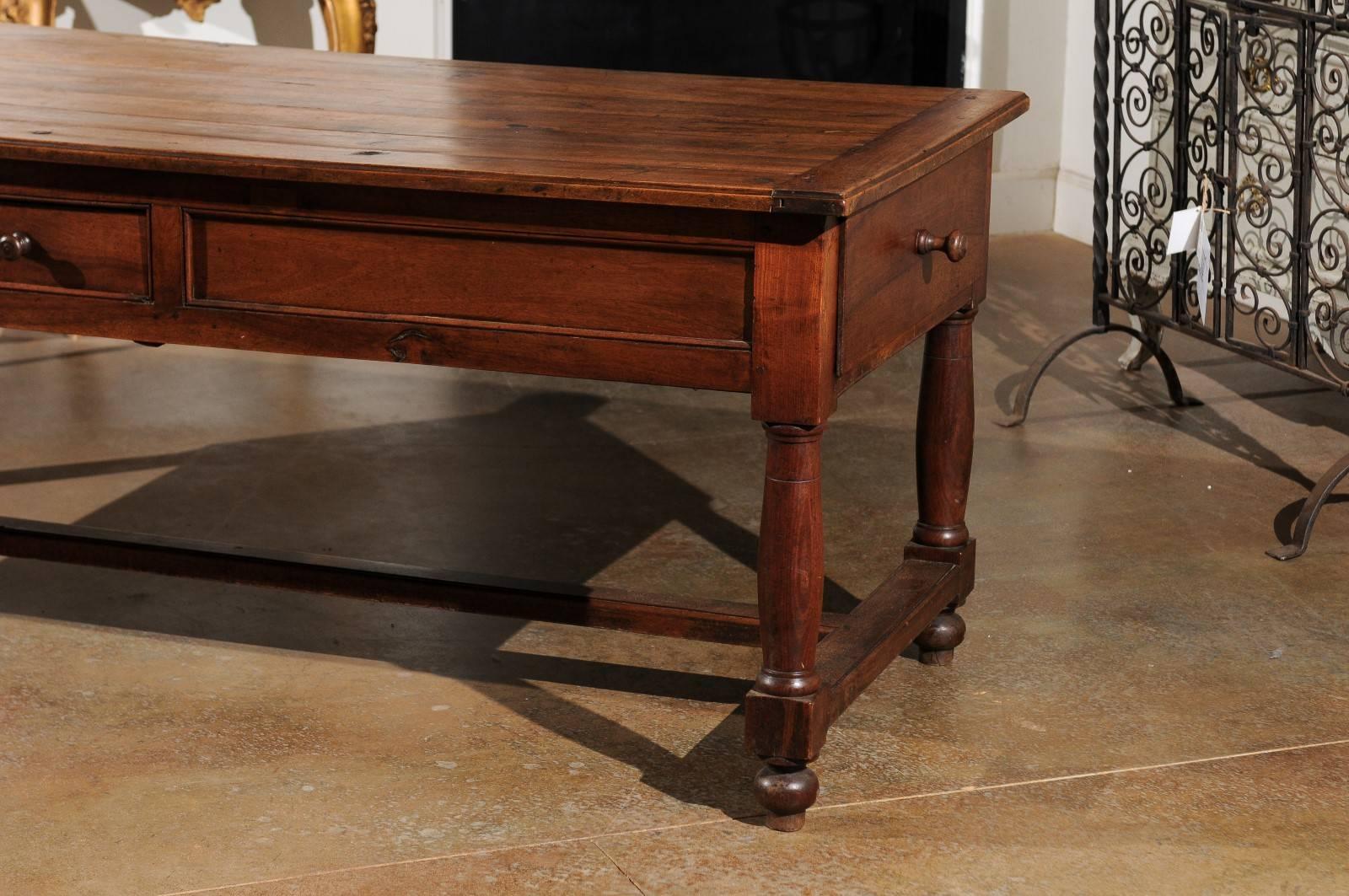Late 18th Century French Walnut and Acacia Wood Sofa Table with Turned Legs In Good Condition For Sale In Atlanta, GA