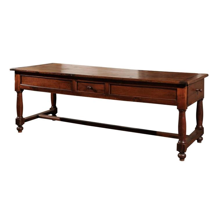 Late 18th Century French Walnut and Acacia Wood Sofa Table with Turned