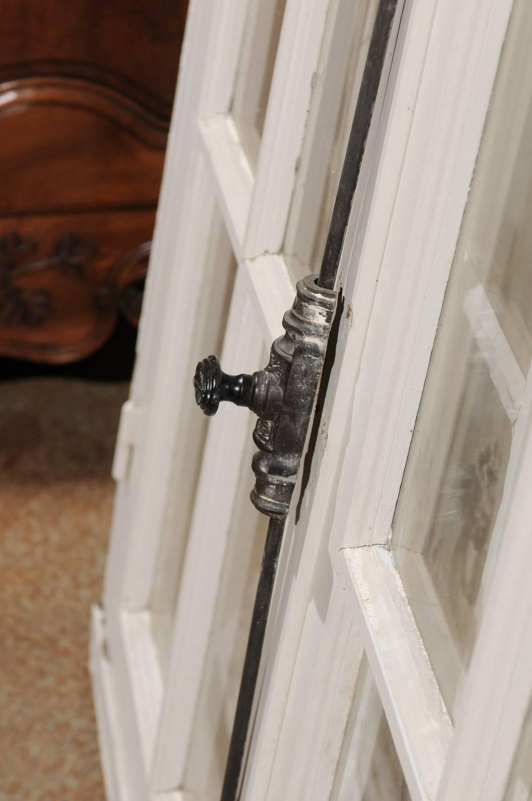 19th Century French 1850s Painted Door-Window with Arched Top from Nunnery in Western France