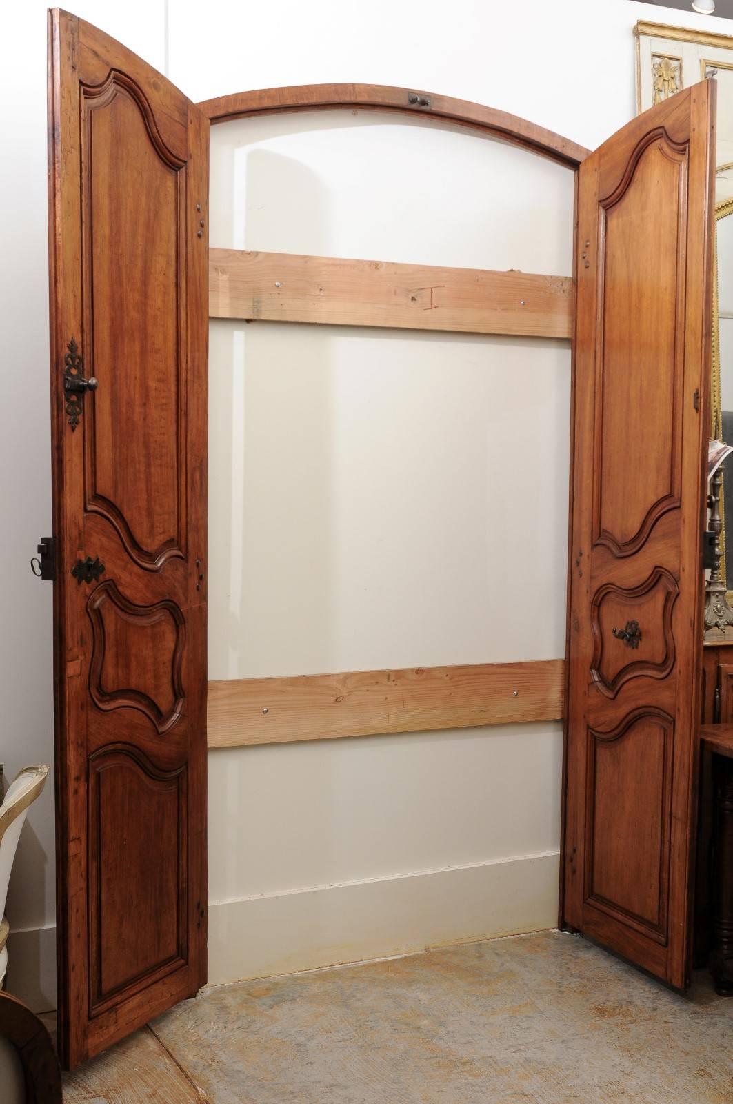 Pair of French Louis XV Style 19th Century Doors in Alder Wood with Custom Frame 2