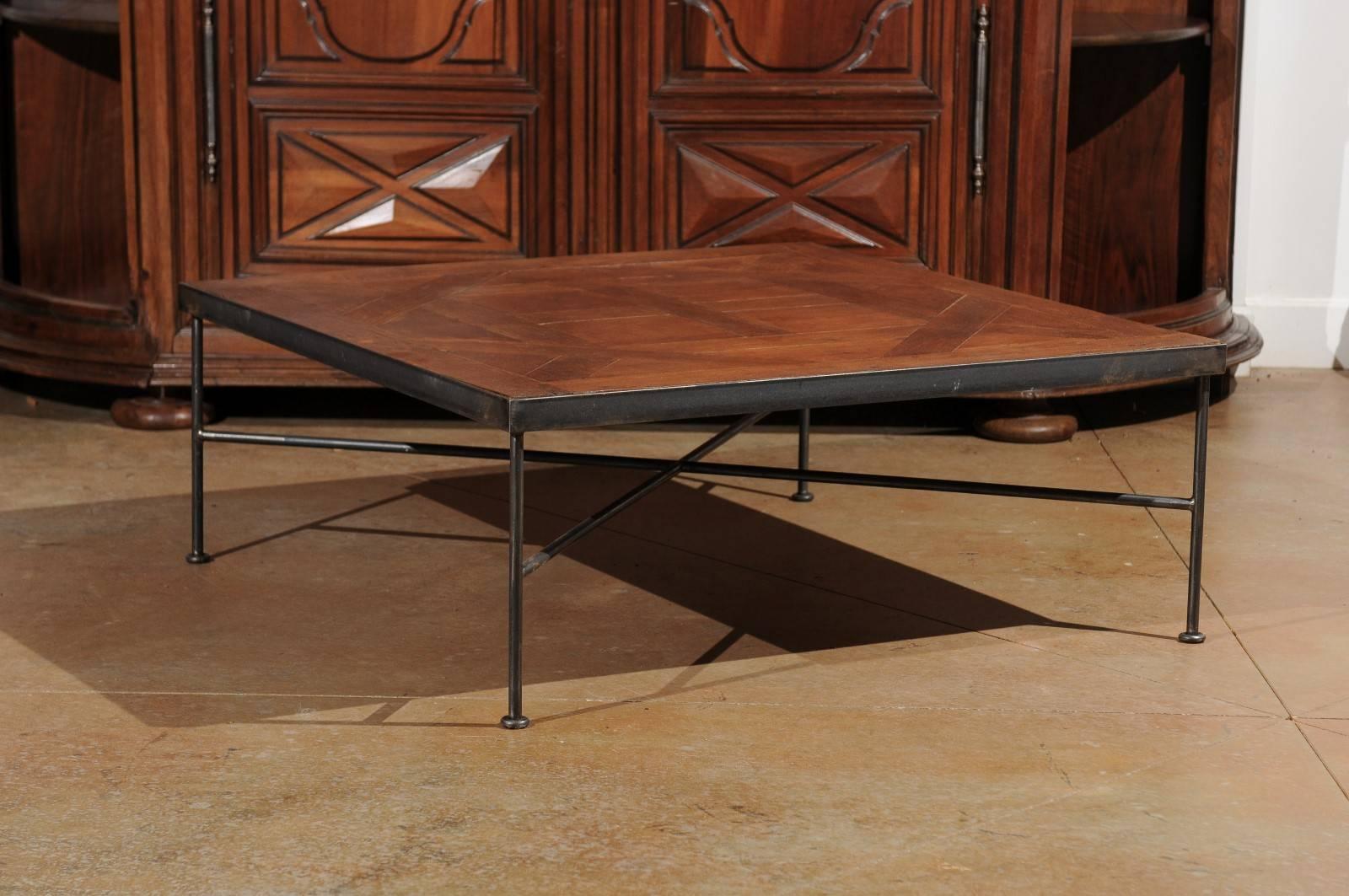 This French square shaped coffee table is made of a 19th century 