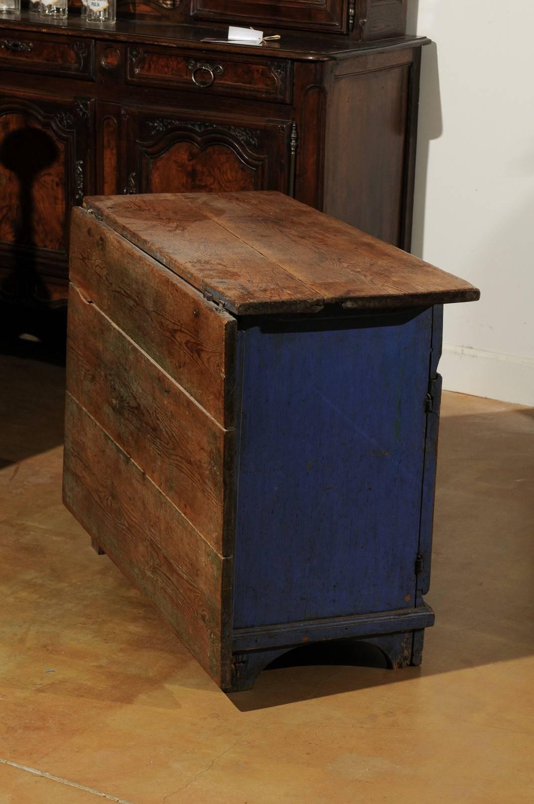 Swedish Blue Painted Buffet with Drop-Leaf Table Attached, Circa 1858 4