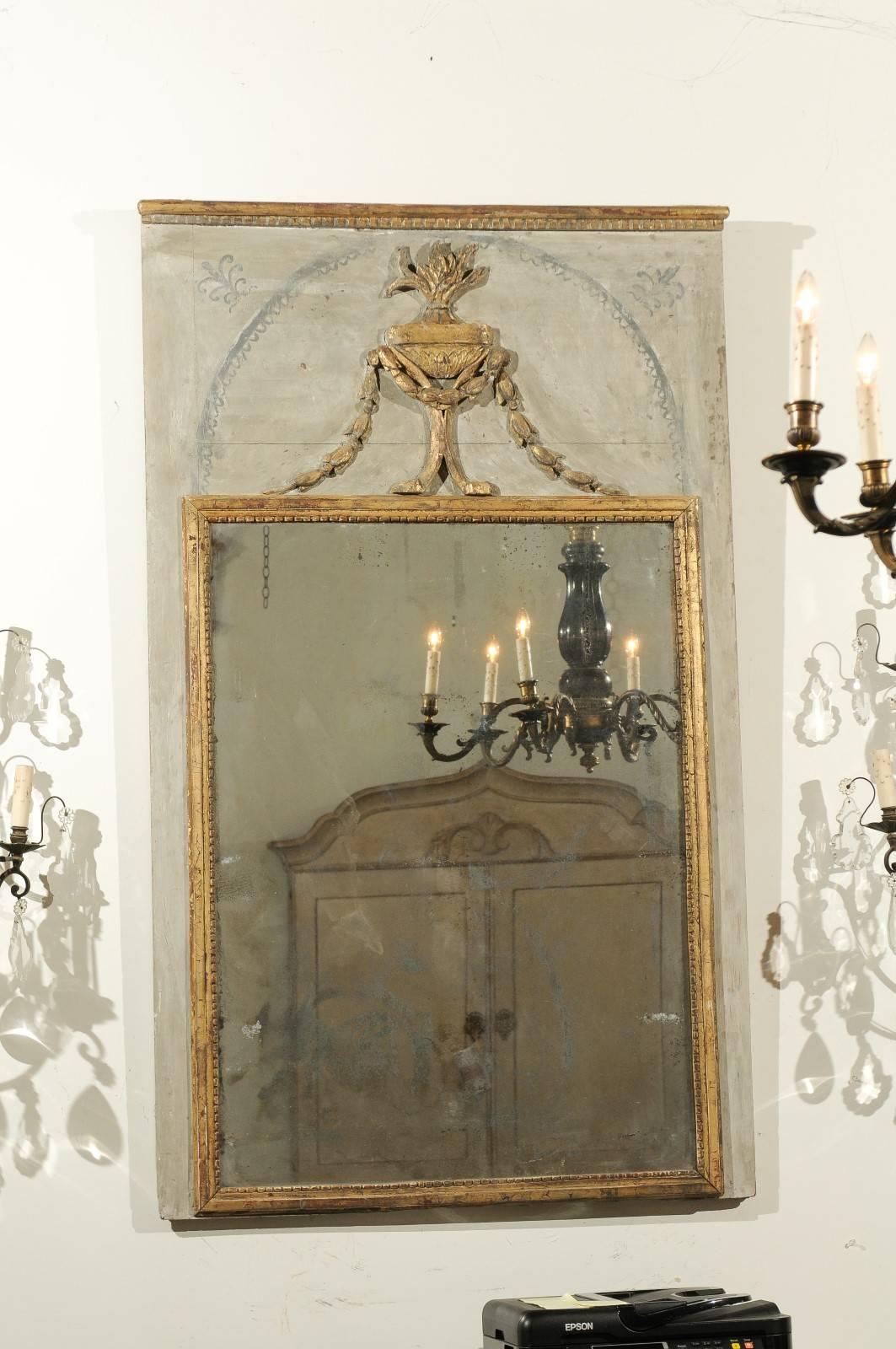 French Late 18th Century Neoclassical Trumeau Mirror with Mercury Glass 2