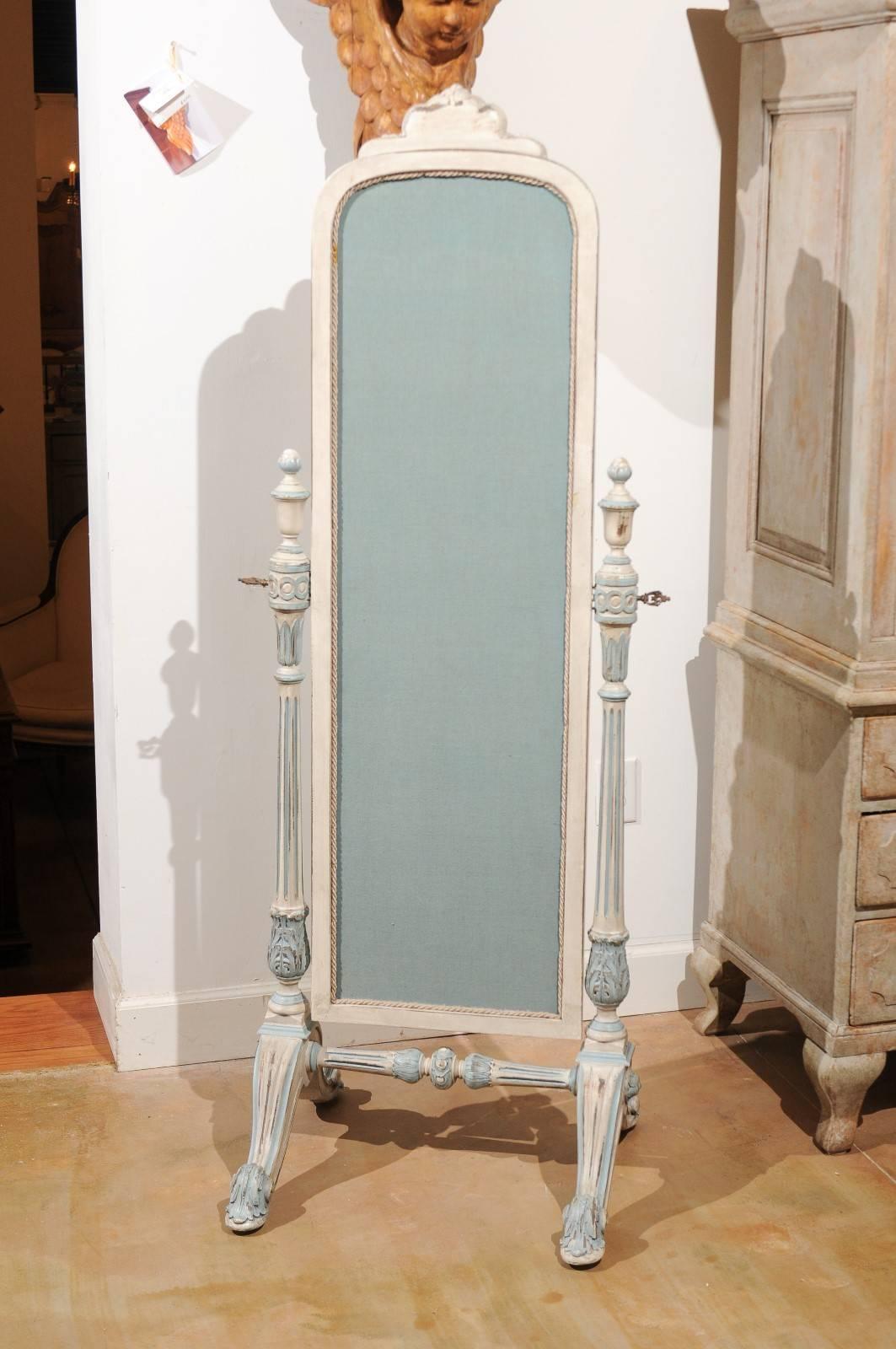 Italian Painted Wooden Cheval Mirror with Neoclassical Decor, Early 20th Century 5
