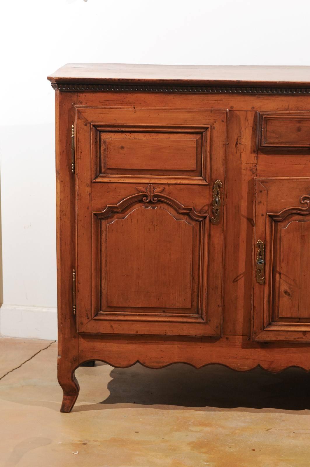 Carved French 18th Century Louis XV Cherry Enfilade with Single Drawer and Three Doors For Sale