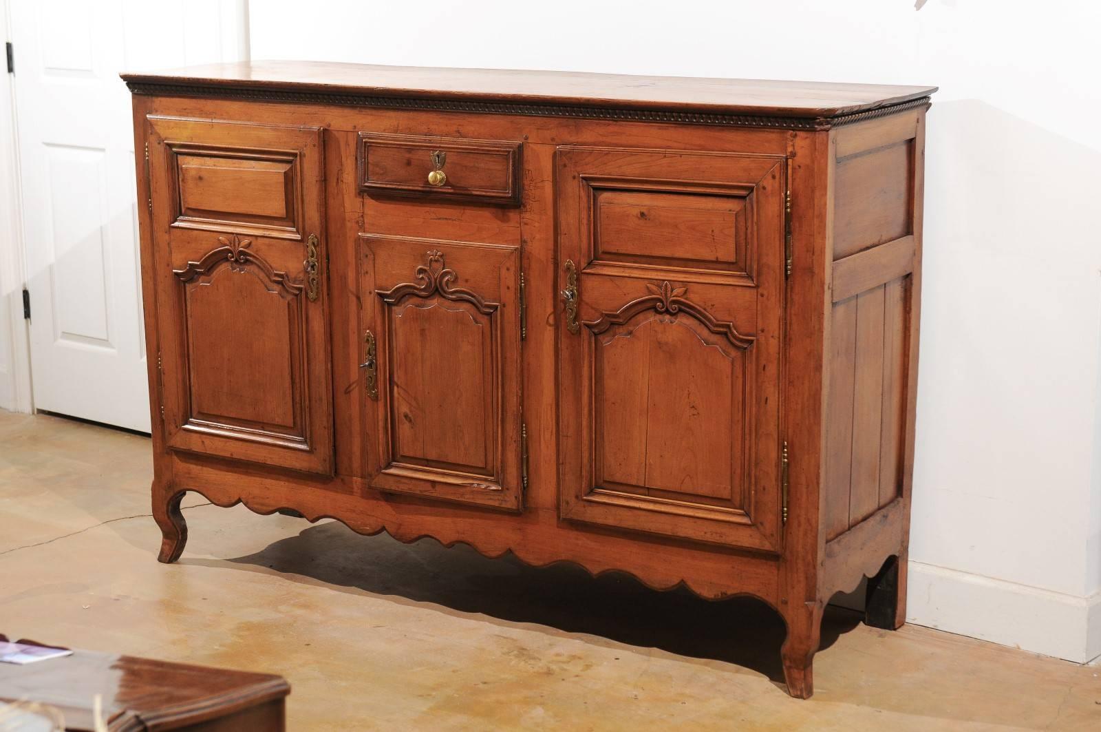 18th Century and Earlier French 18th Century Louis XV Cherry Enfilade with Single Drawer and Three Doors For Sale