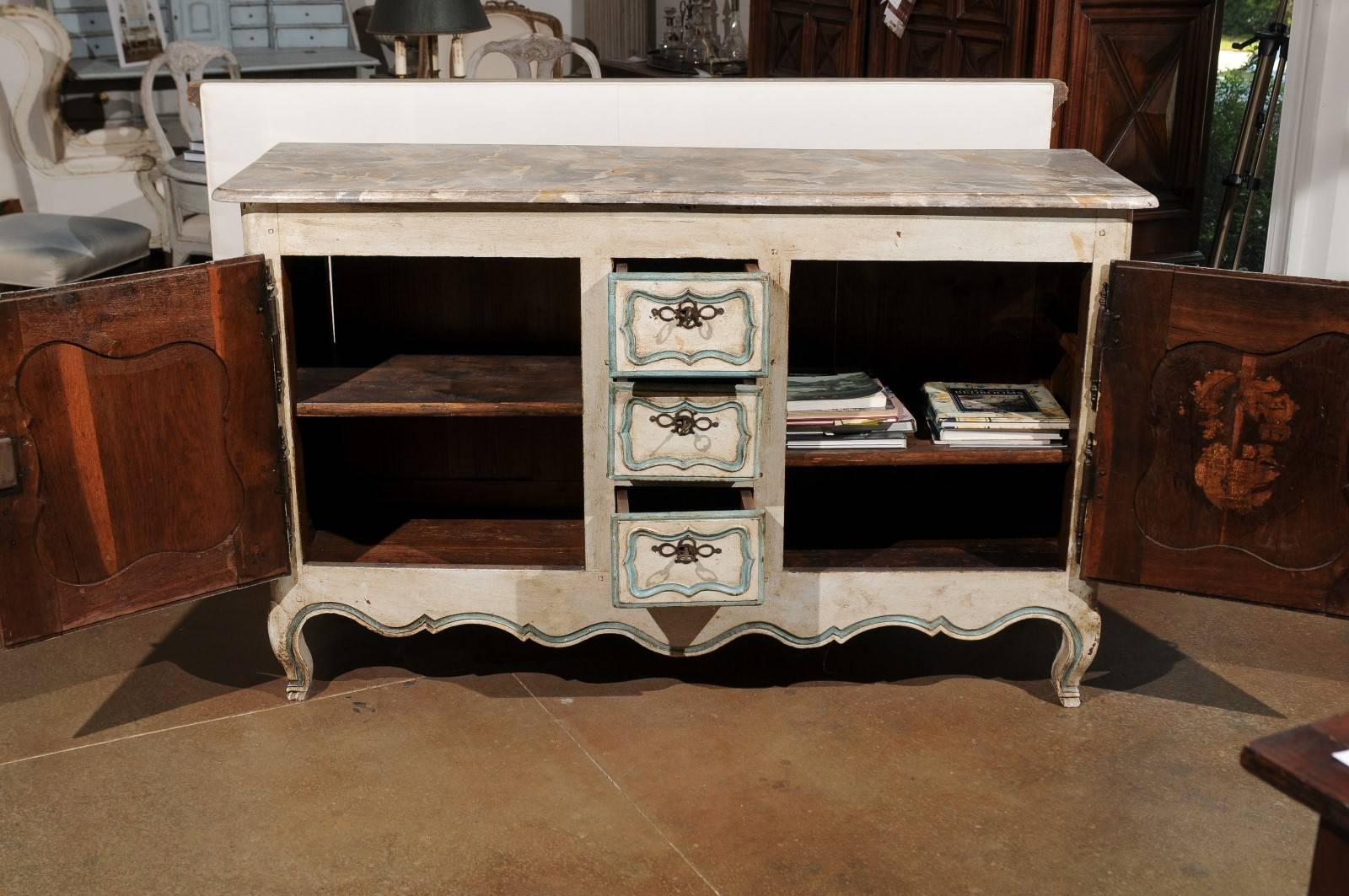 French Painted Buffet of the Louis XV Period with Two Doors and Three Drawers For Sale 3