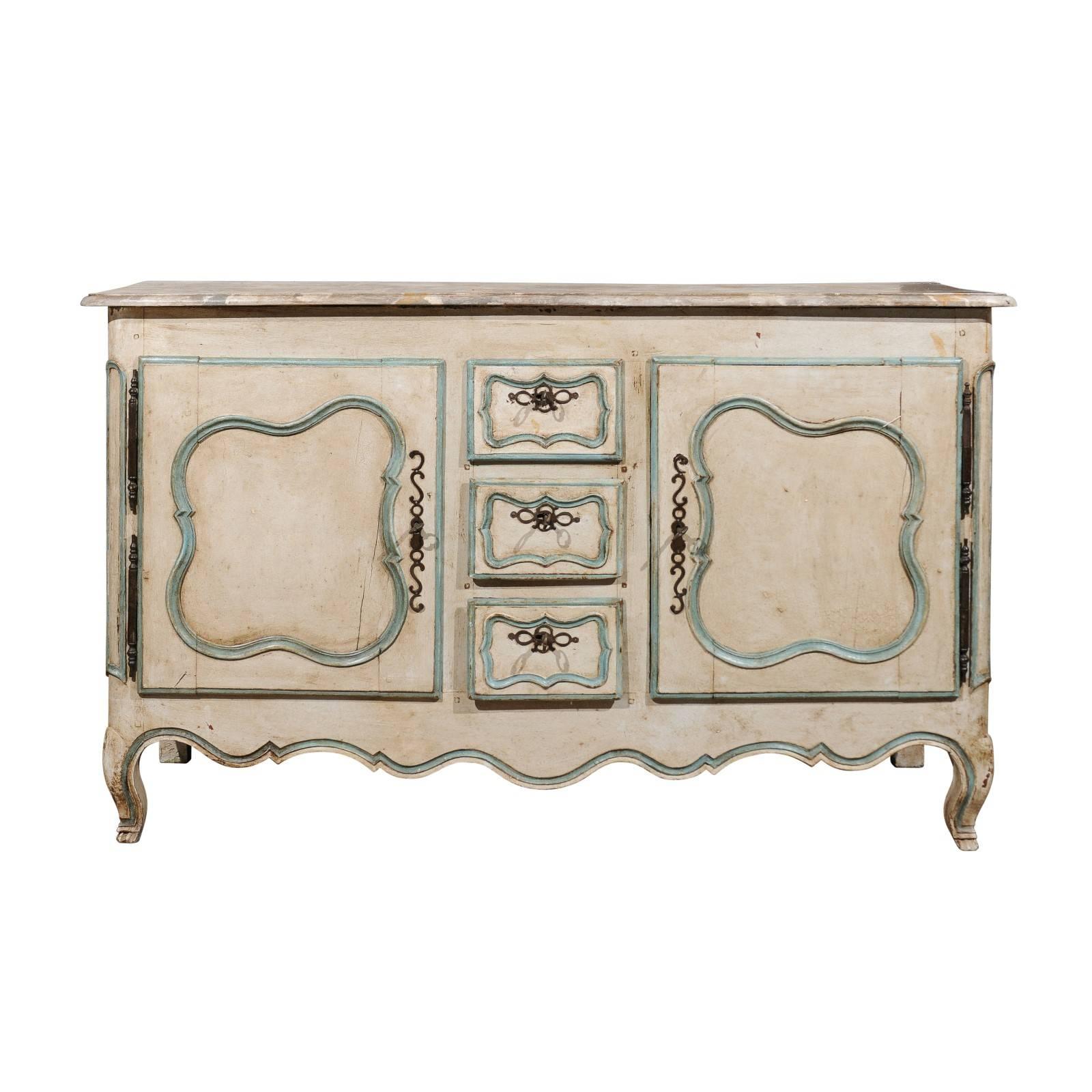 French Painted Buffet of the Louis XV Period with Two Doors and Three Drawers