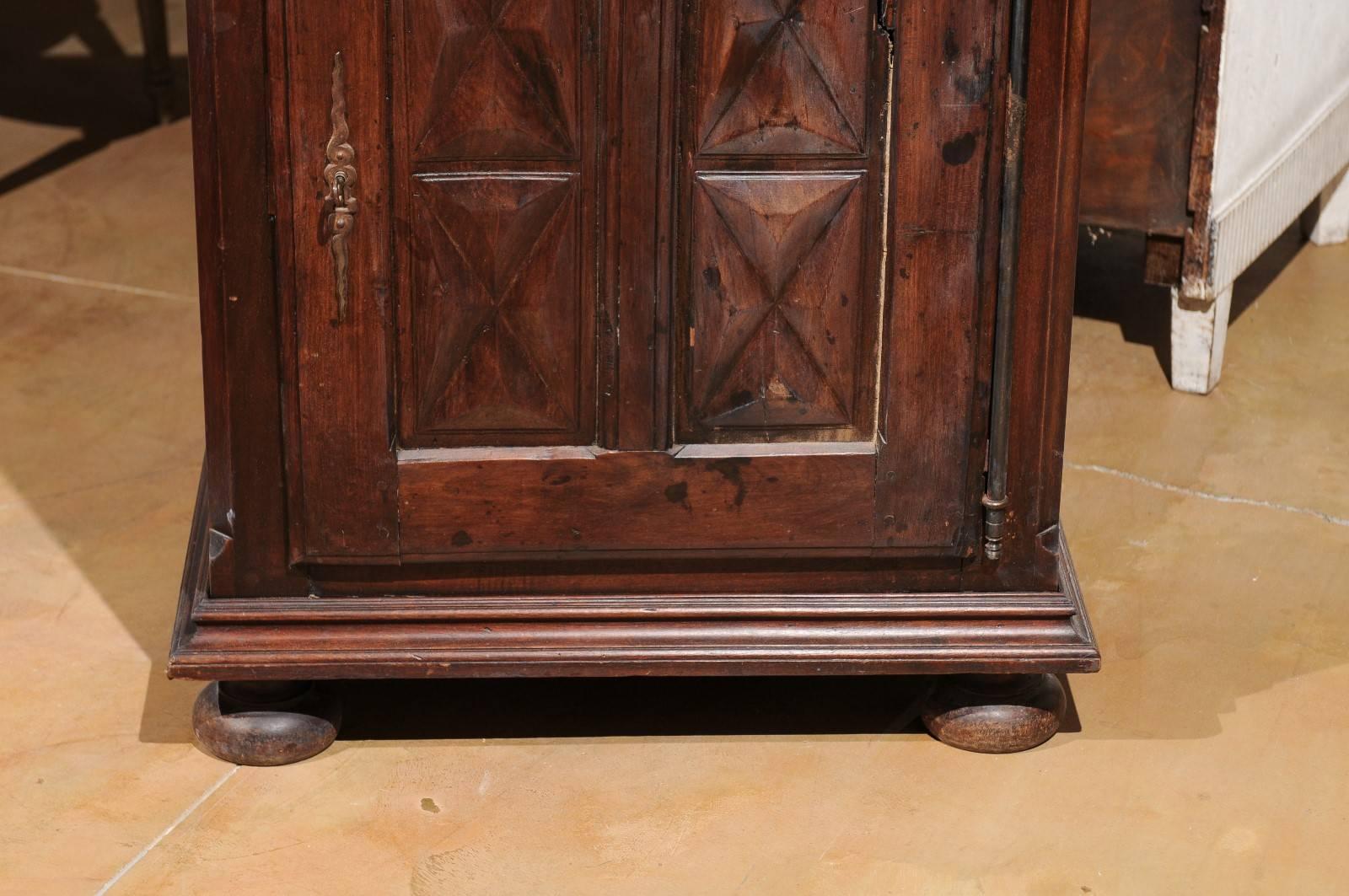 French Louis XIII Style 1850s Dark Walnut Confiturier Cabinet with Single Door 1
