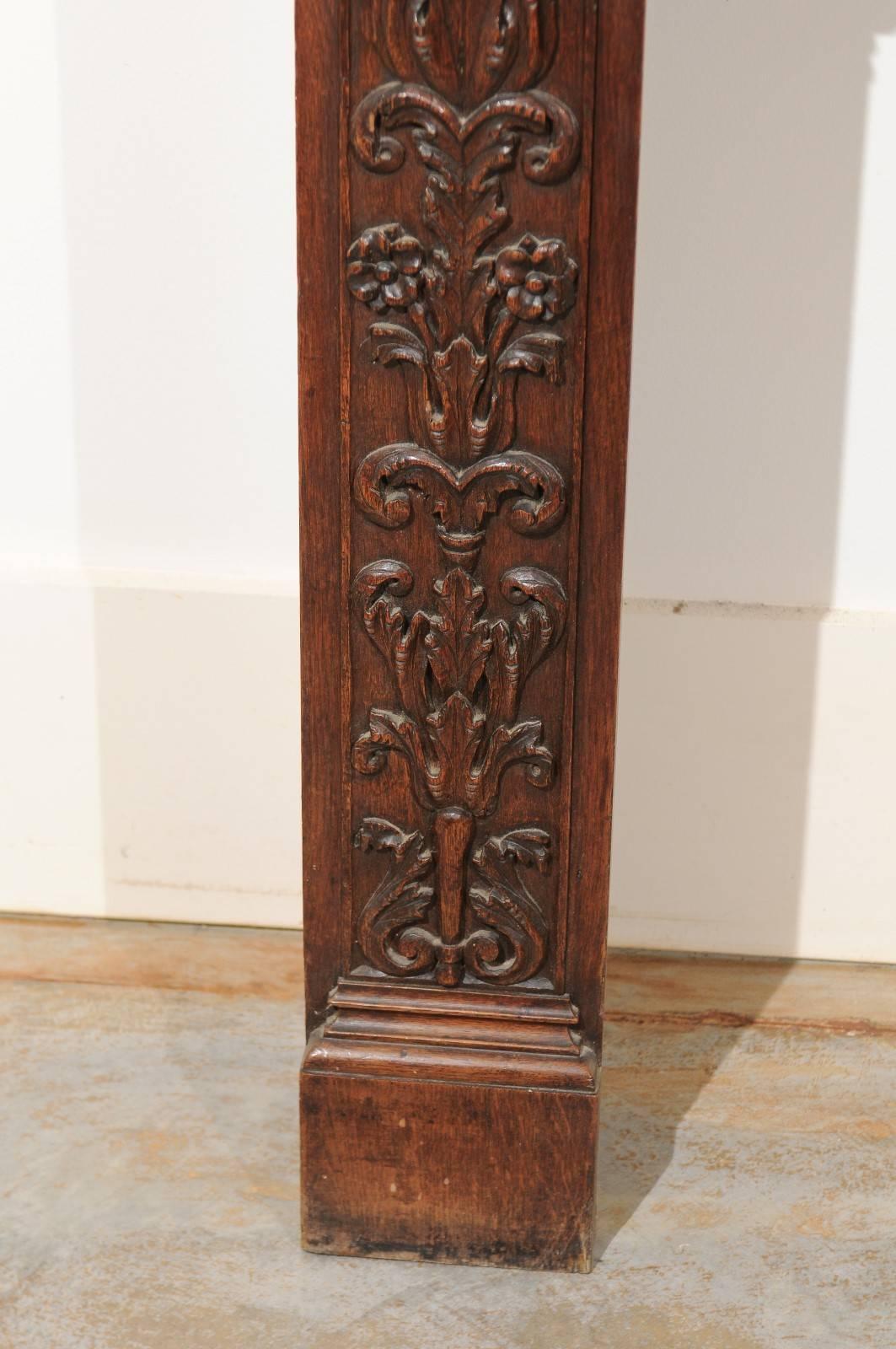 French 1880s Renaissance Revival Carved Wood Fireplace Mantel with Drawers 2