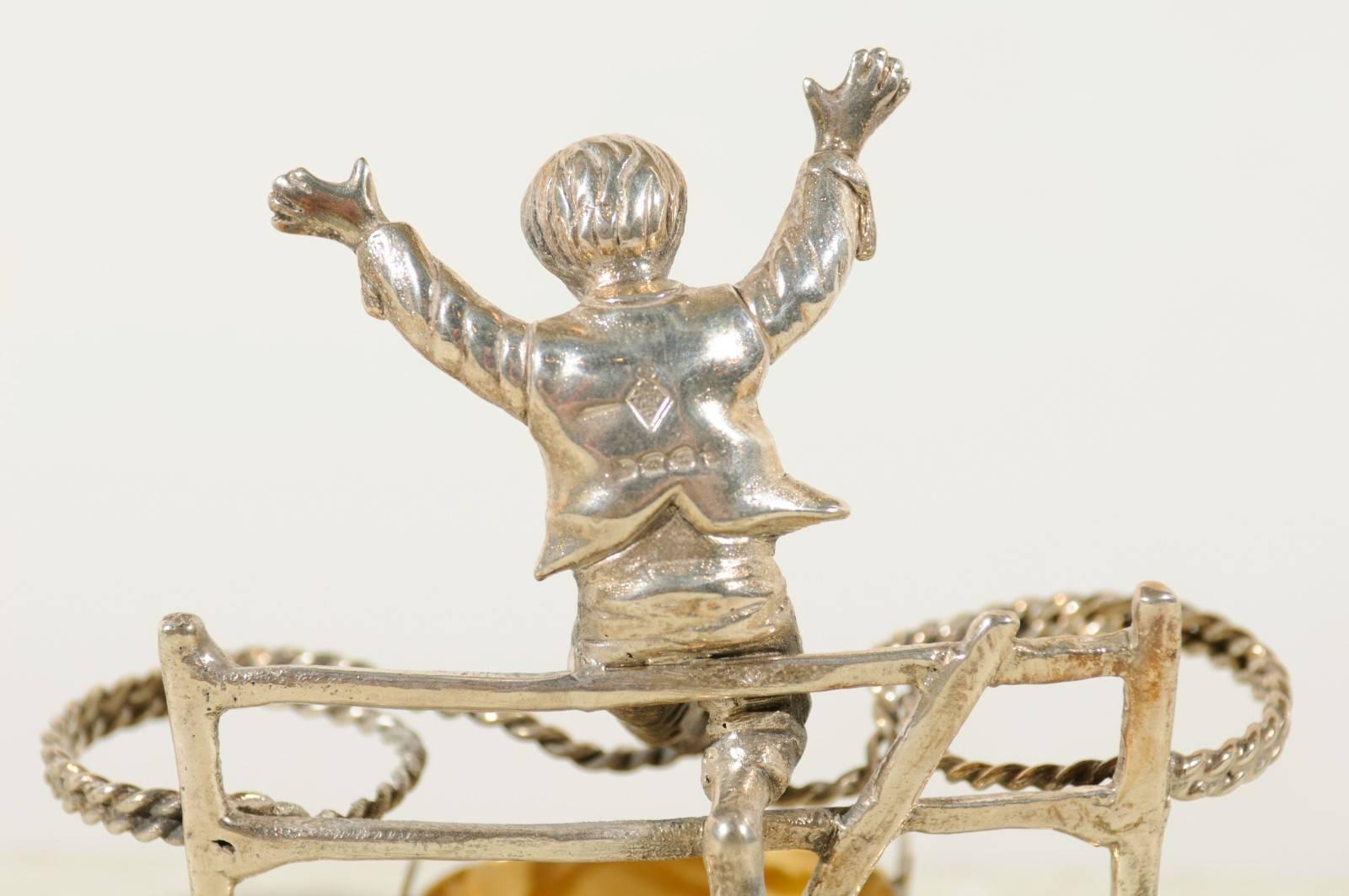 English Silver Plated Cruet Set of Young Boy Leaping in the Air, circa 1873 For Sale 5