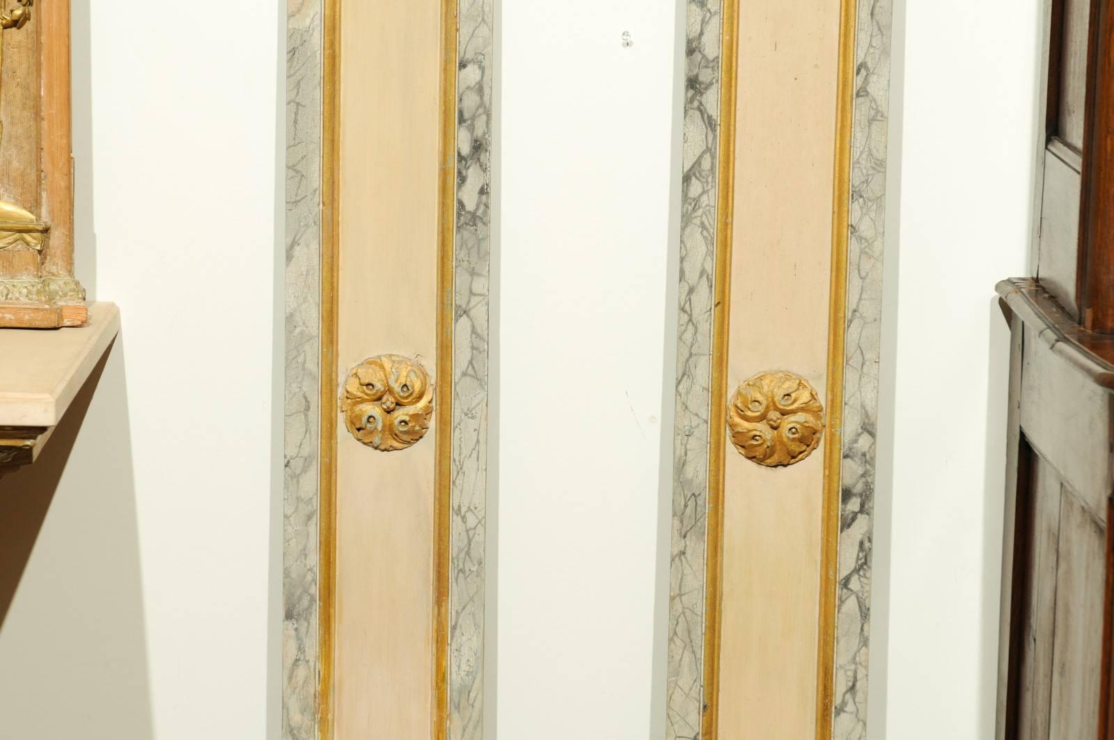 18th Century and Earlier Pair of 18th Century French Louis XVI Decorative Pilasters with Ionic Capitals