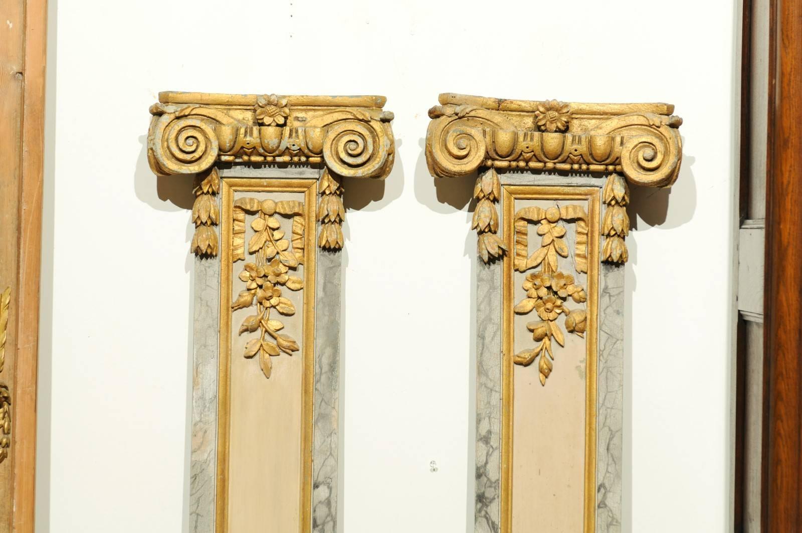 Pair of 18th Century French Louis XVI Decorative Pilasters with Ionic Capitals In Good Condition In Atlanta, GA