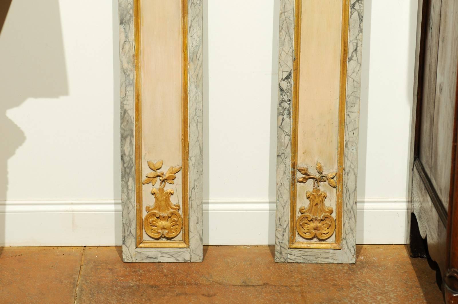 Wood Pair of 18th Century French Louis XVI Decorative Pilasters with Ionic Capitals