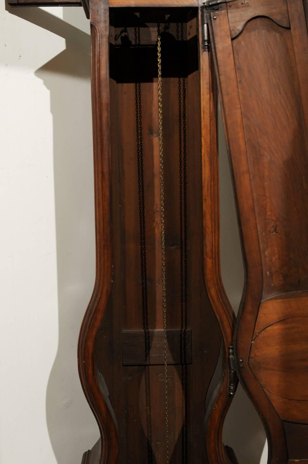 French Louis XV Period Walnut Longcase Clock from the Rhône Valley, circa 1760 For Sale 2
