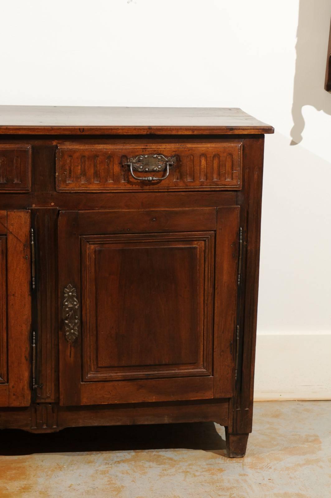 French 1790s Louis XVI Period Walnut Three-Drawer over Three Doors Enfilade 1