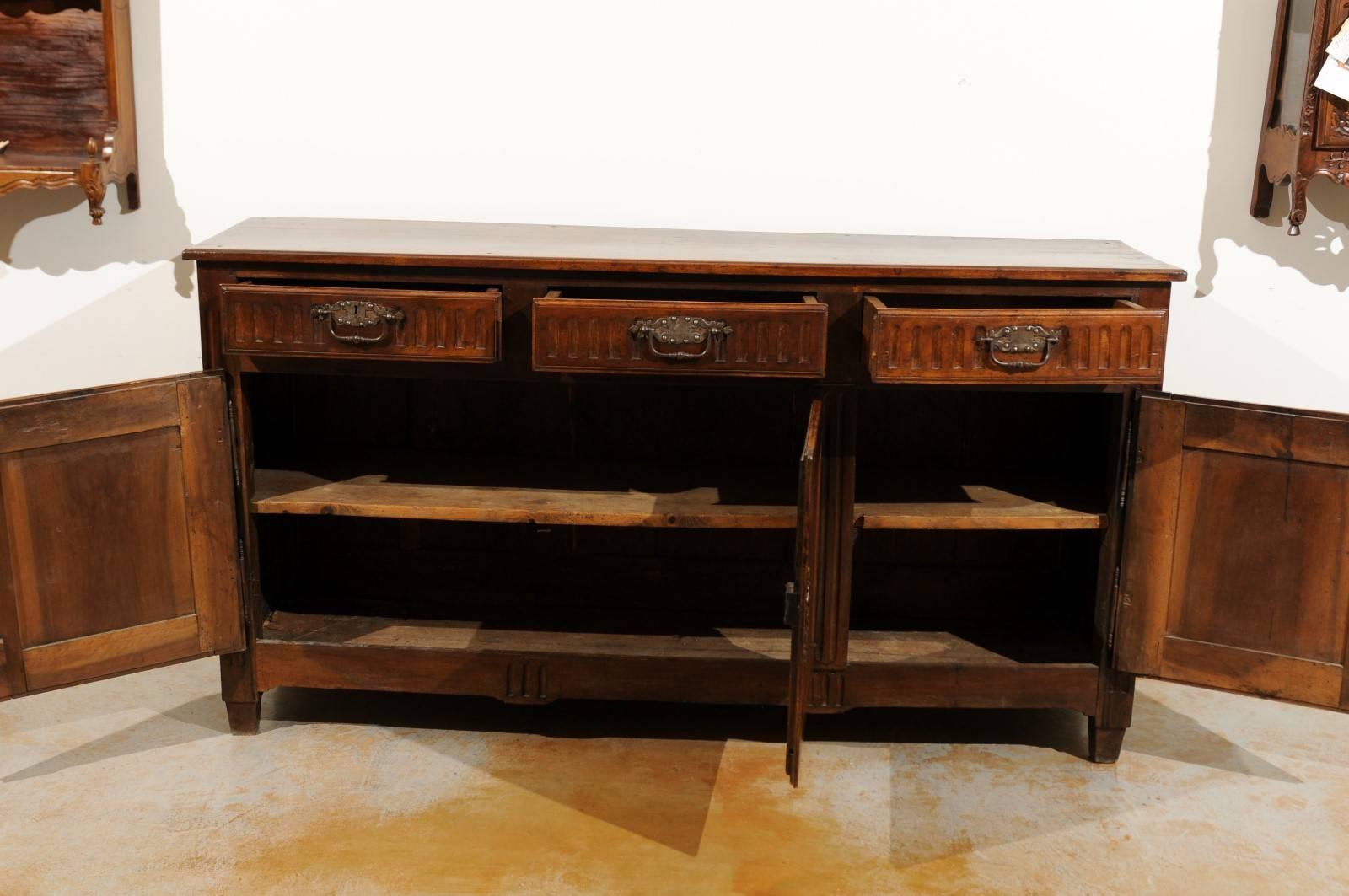 French 1790s Louis XVI Period Walnut Three-Drawer over Three Doors Enfilade 2