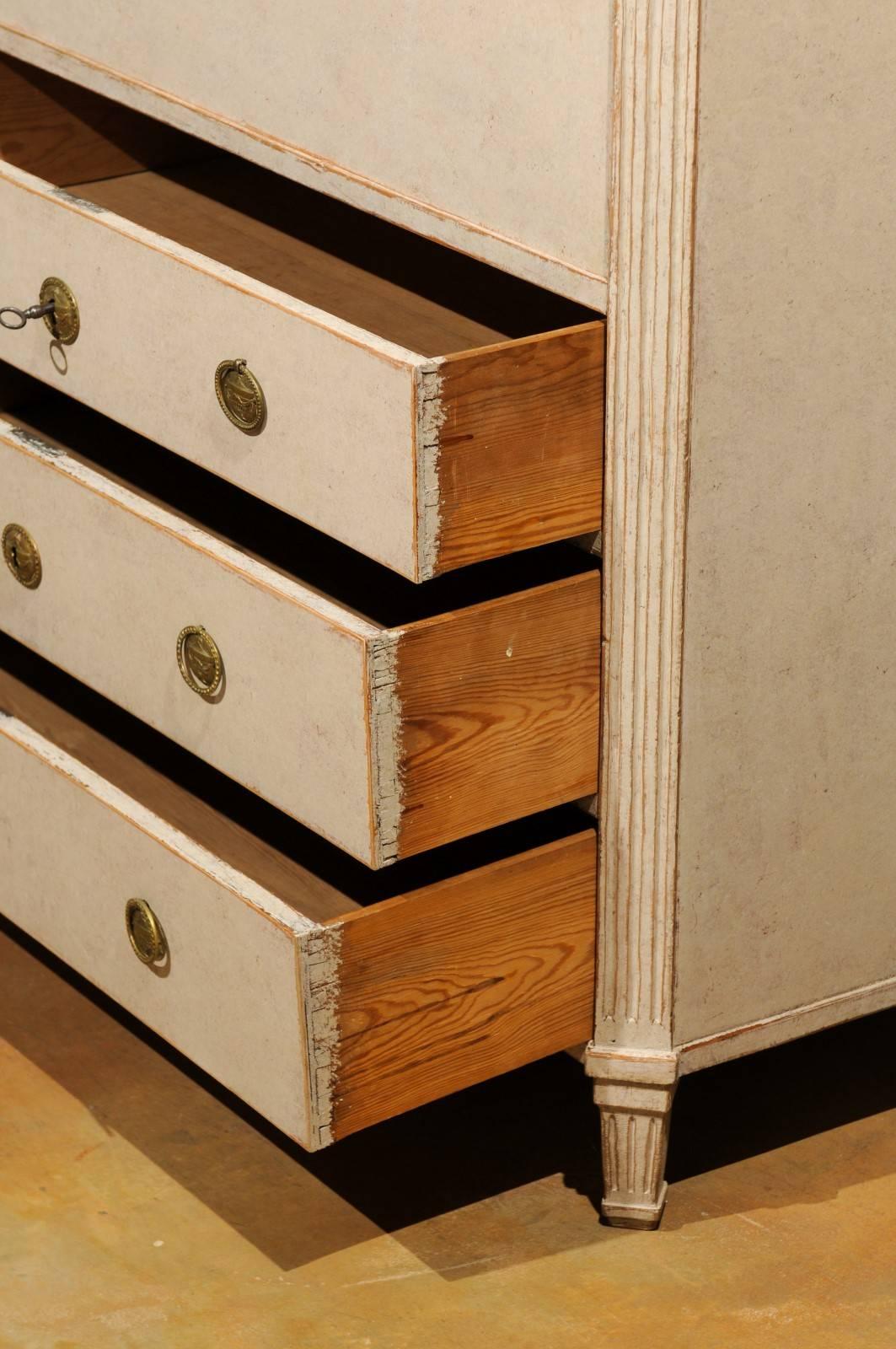 1790s Swedish Period Gustavian Painted Drop-Front Secretary with Lower Drawers 4