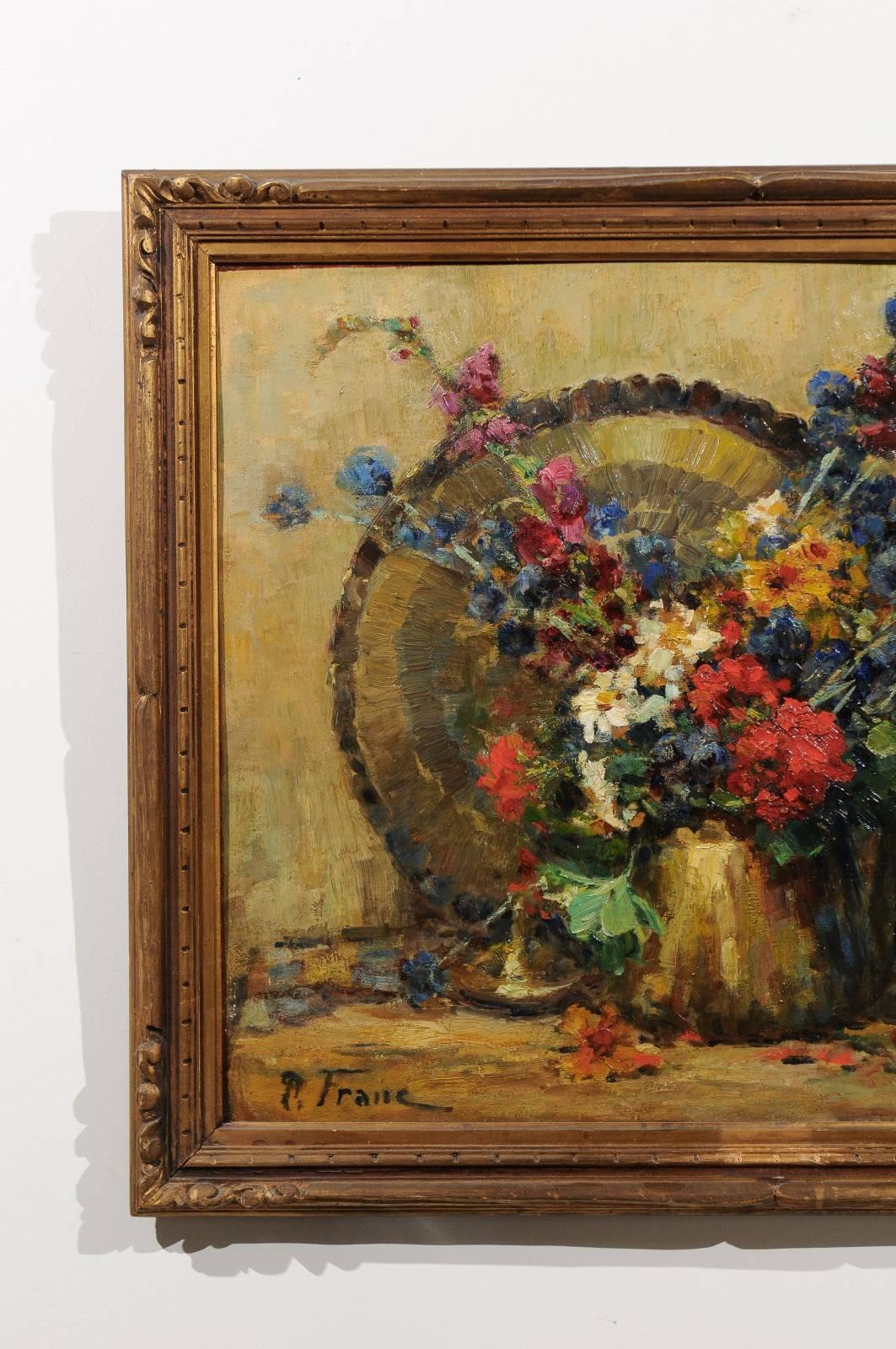 French 19th Century Still-Life Floral Painting by Pierre Franc in Giltwood Frame In Good Condition In Atlanta, GA