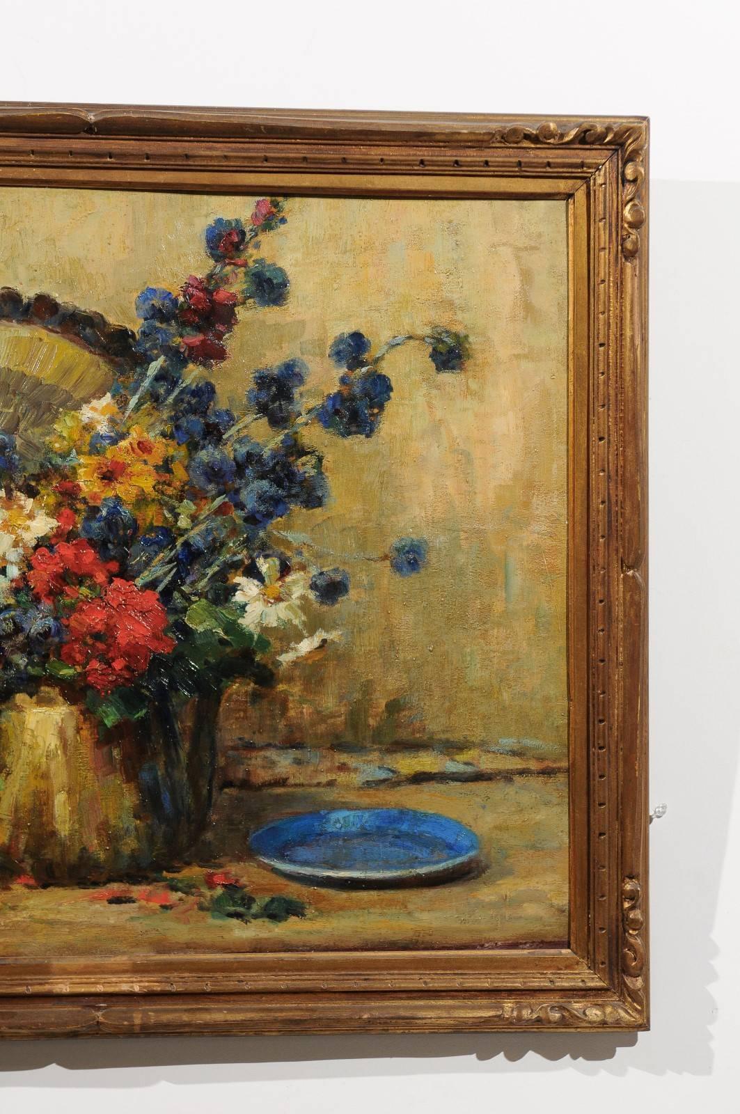 French 19th Century Still-Life Floral Painting by Pierre Franc in Giltwood Frame 1