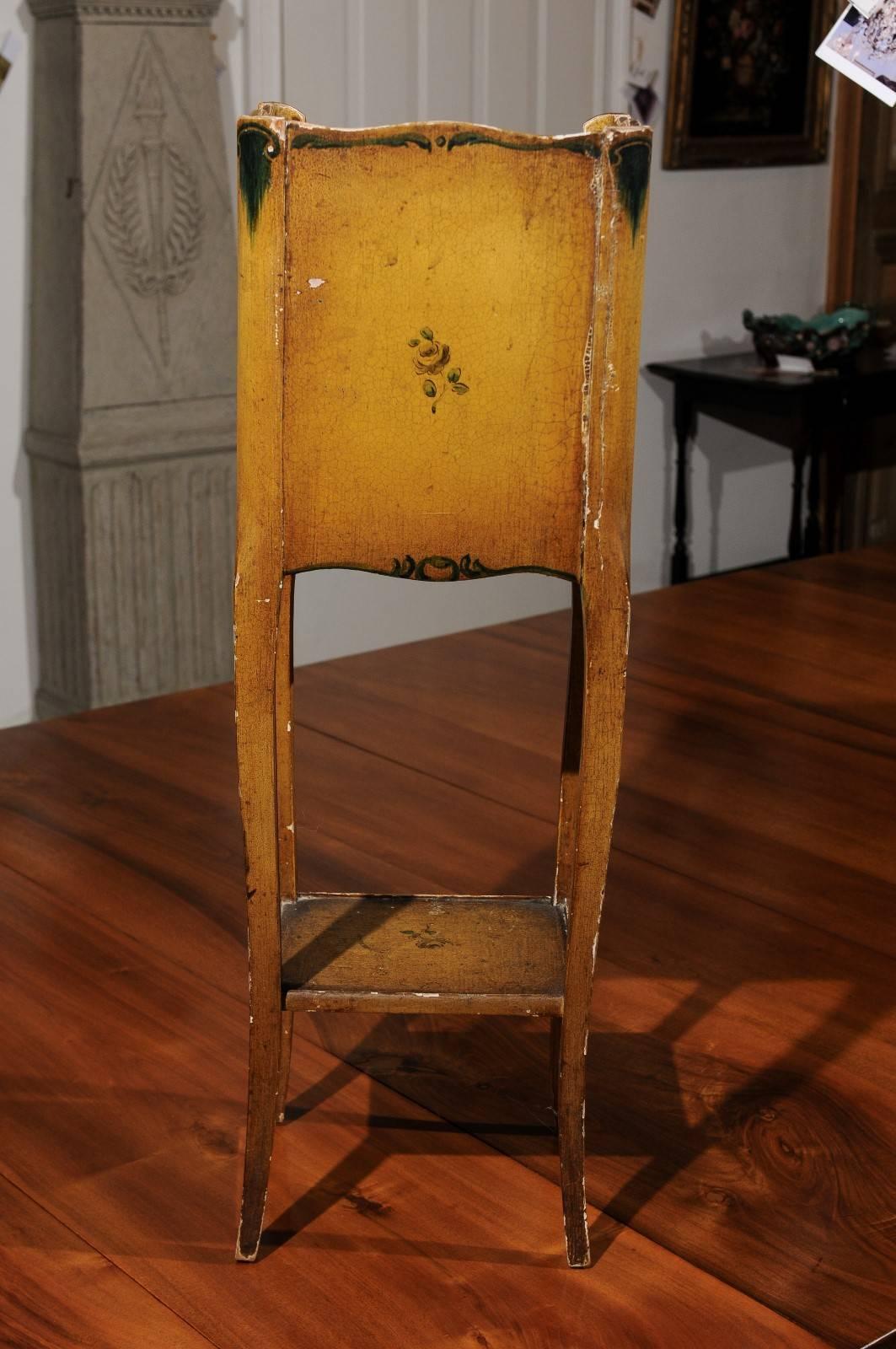 Italian 19th Century Nightstand Table with Painted Decor, Drawers and Low Shelf 4