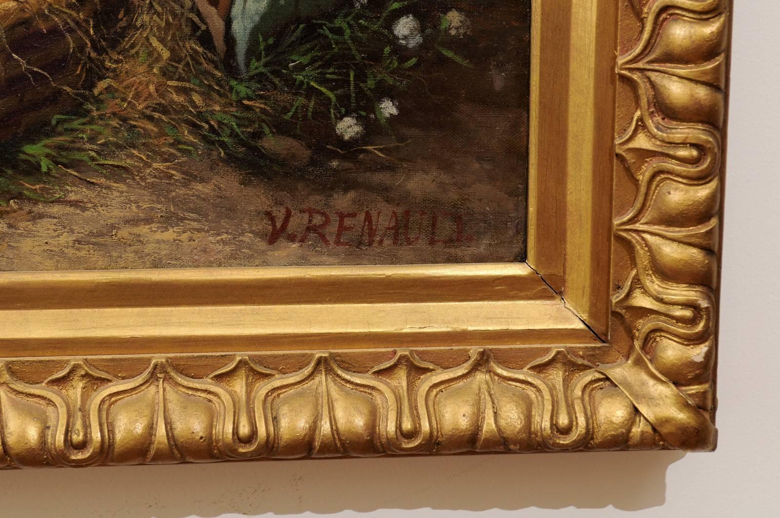 19th Century French Still Life Oil Painting Signed Victor Renault-des-Graviers In Good Condition In Atlanta, GA