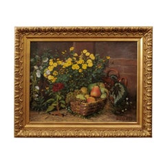 19th Century French Still Life Oil Painting Signed Victor Renault-des-Graviers
