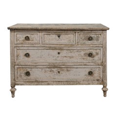 Neoclassical French 1810s White Painted Five-Drawer Commode from Aix-en-provence