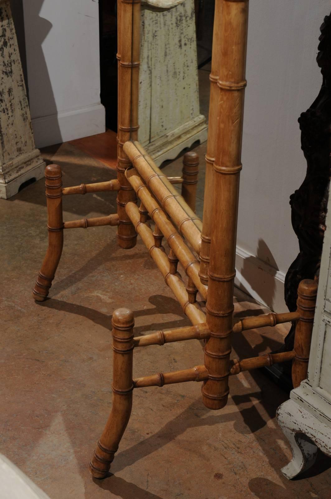 French Freestanding Faux-Bamboo Cheval Mirror with Saber Legs from the 1870s 3