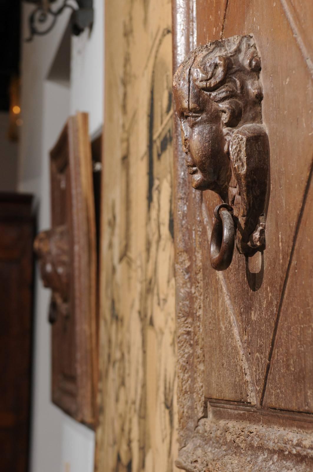 Pair of French 17th Century Wooden Panels with High-Relief Carved Cherubs 5