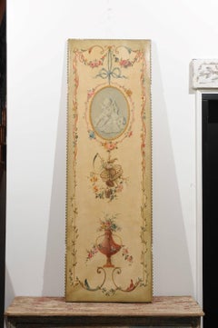 19th Century Italian Single Decorative Panel with Cherubs and Floral Motifs