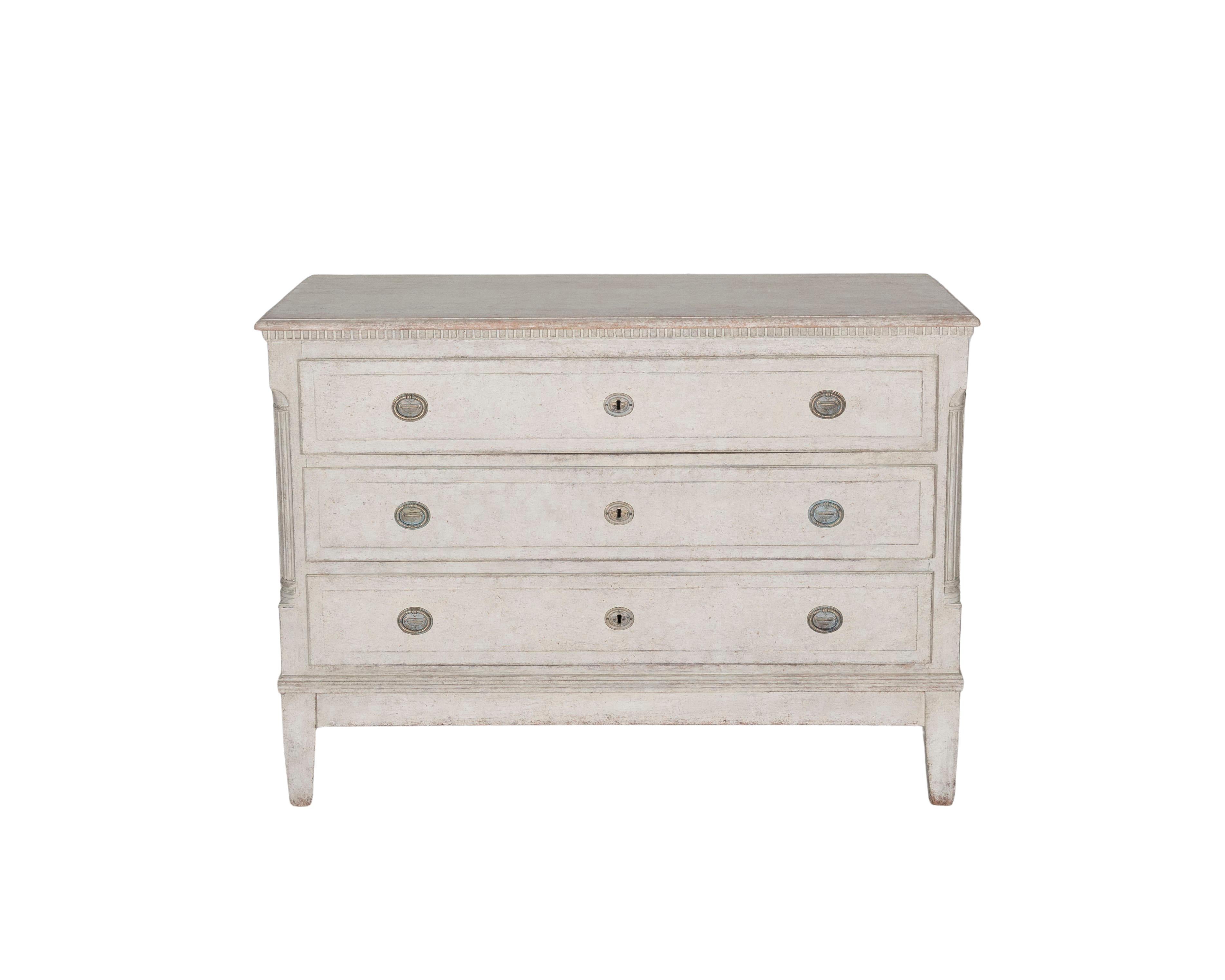 Antique Danish Chest of Drawers in Painted Oak and Pine, circa 19th Century