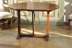 French Heart of Pine Wine Tasting Tilt-Top Table with Butterfly Wedge, 1890s
